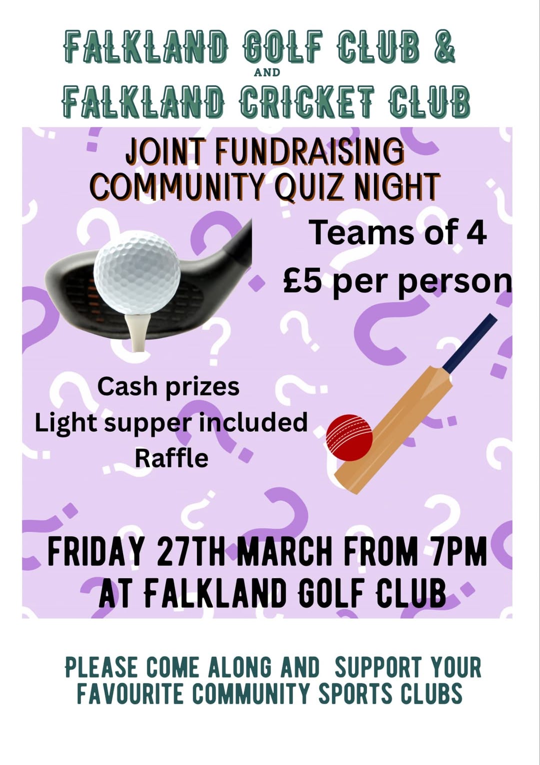 Falkland Golf Club Quiz Night Flyer